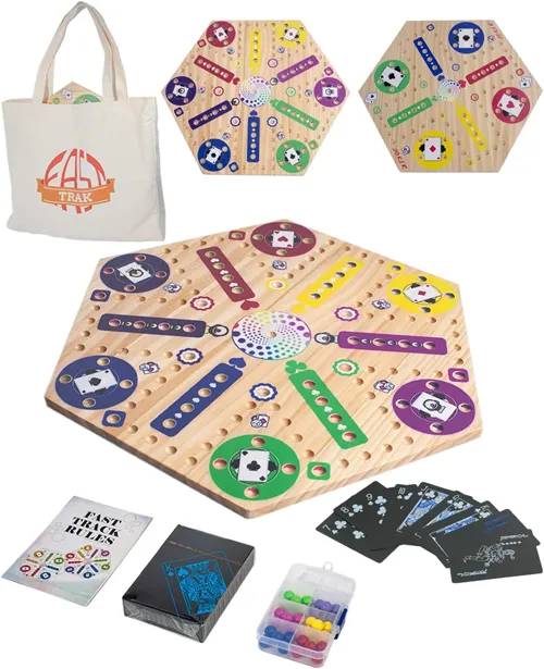 Deluxe Wooden Fast Track & Wahoo Board Game Set Deluxe Wooden Fast Track & Wahoo Board Game Set